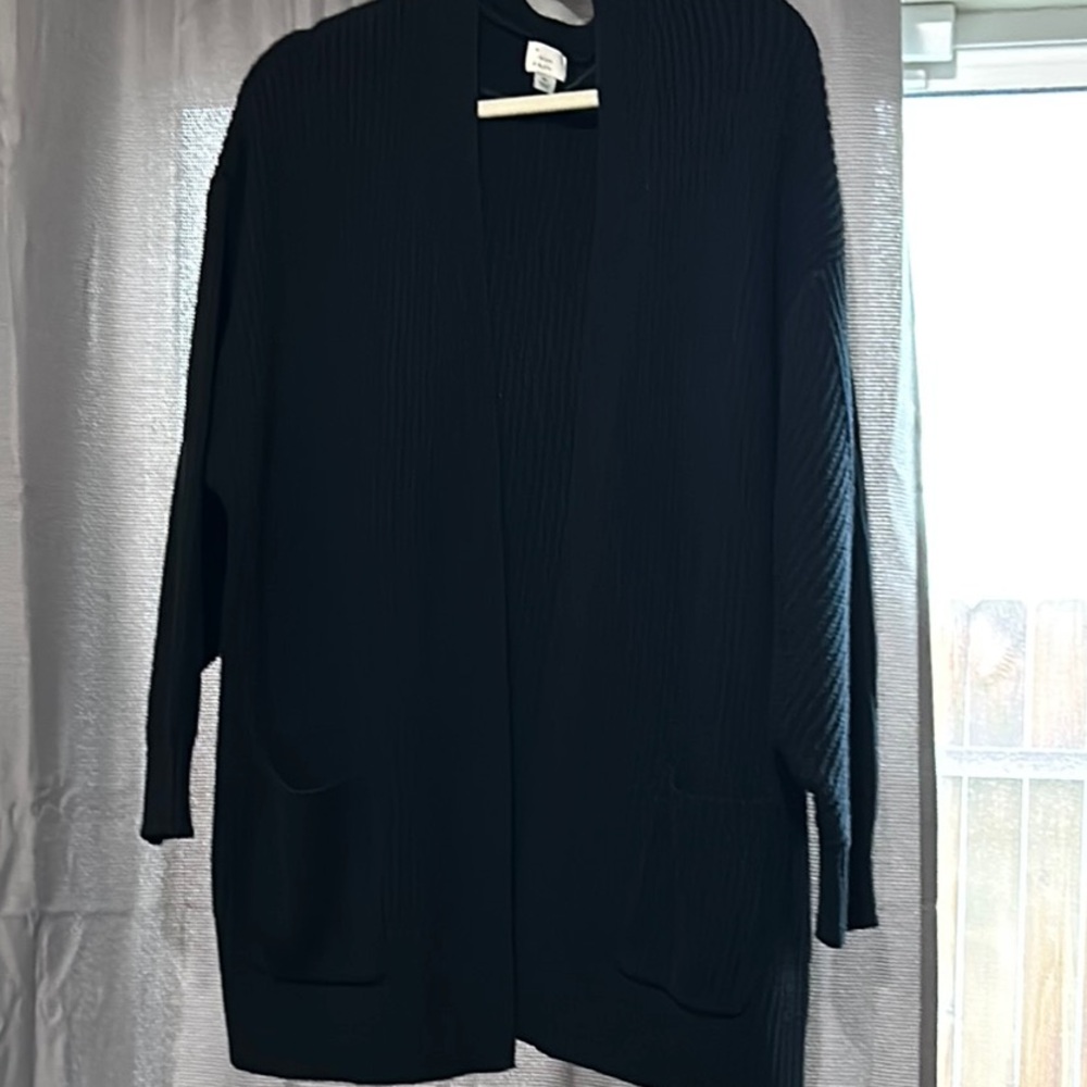Black Open Front Cardigan Sweater
